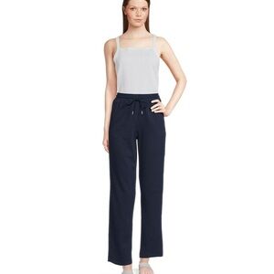 Time And Tru Pull On Navy Blue Pinstripe High Rise Knit Pants Size Medium 8-10